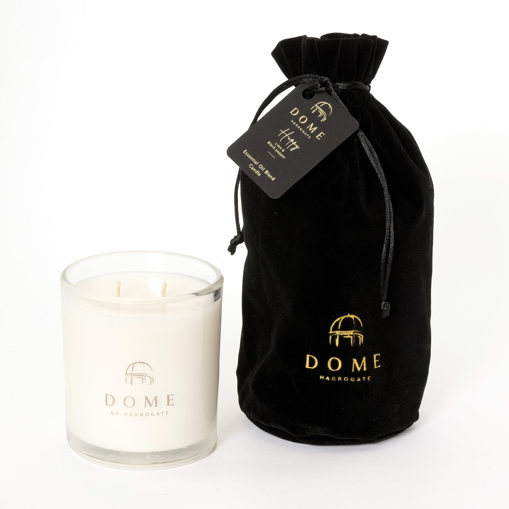 Dome of Harrogate Happy Lime and Black Pepper - Vela Aromática de Cera Natural Larga Duración, 50 cl. Tiempo de Combustión hasta 55 Horas