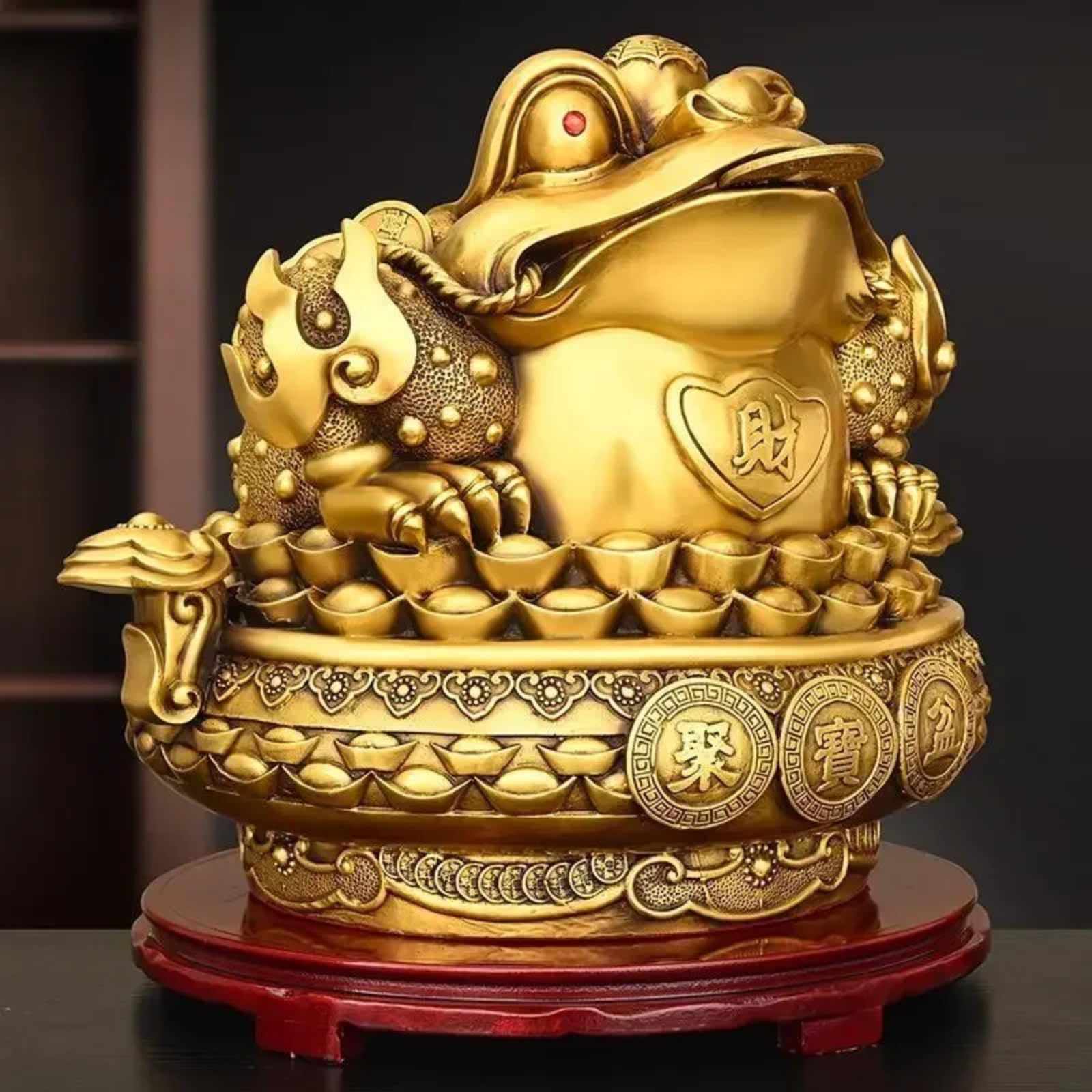 Décoration Feng Shui en cuivre doré avec finitions artisanales de 11 cm