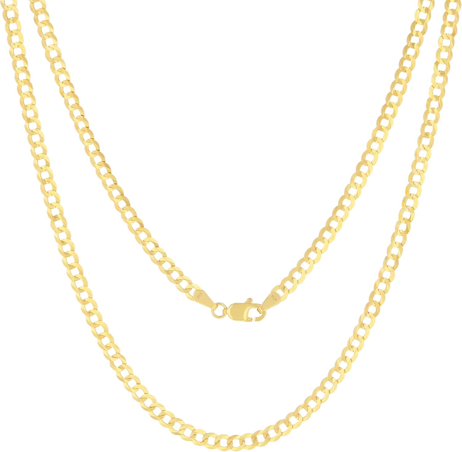 Nuragold 10k Real Yellow Gold Solid Cuban Curb Link 4mm Chain Necklace (16"-30") Italian Jewelry for Men & Women - Image 5