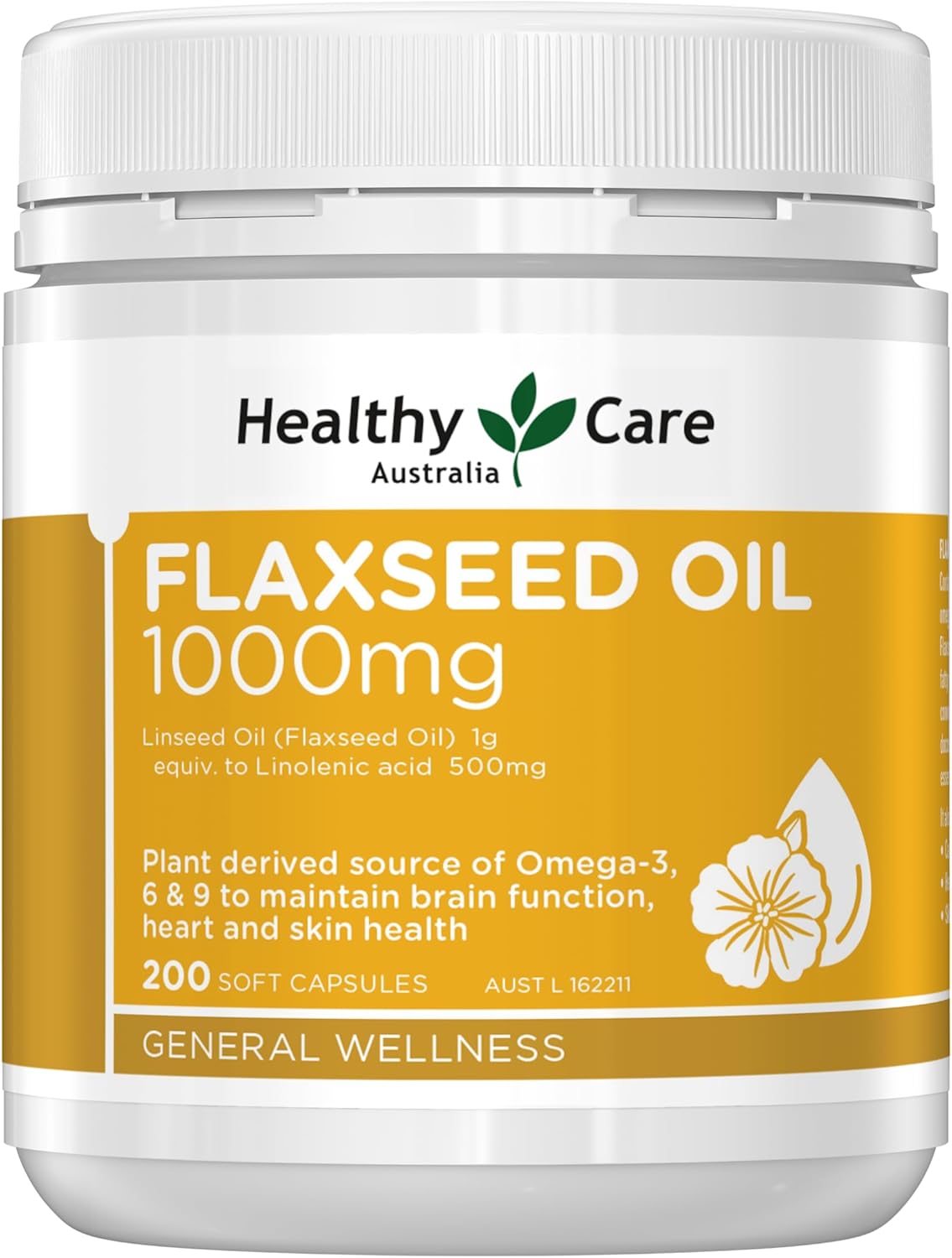 Healthy Care Super Flaxseed Oil Capsules Premium Dietary Supplement