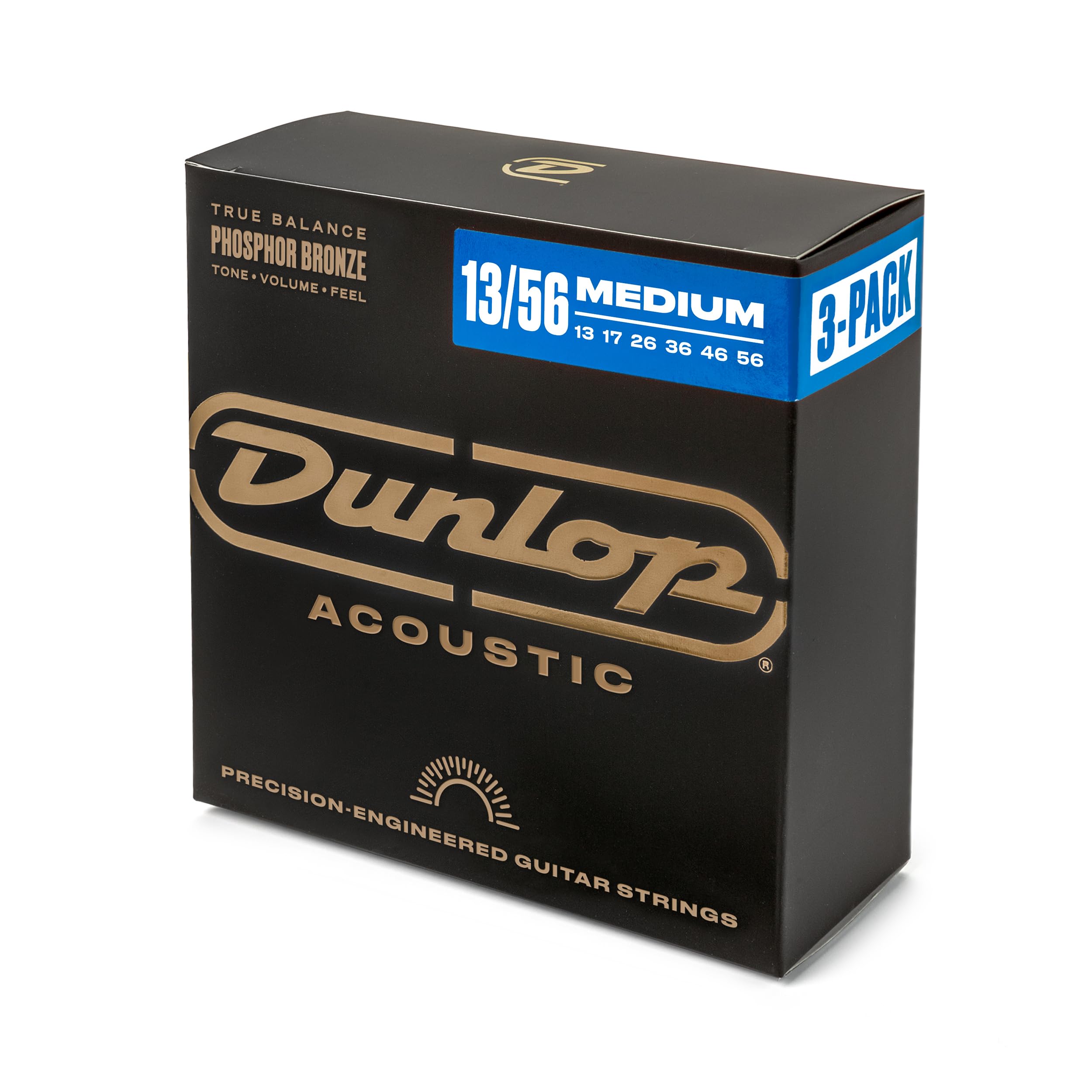 Phosphor Bronze Acoustic Guitar Strings 13-56 | 3 Pack