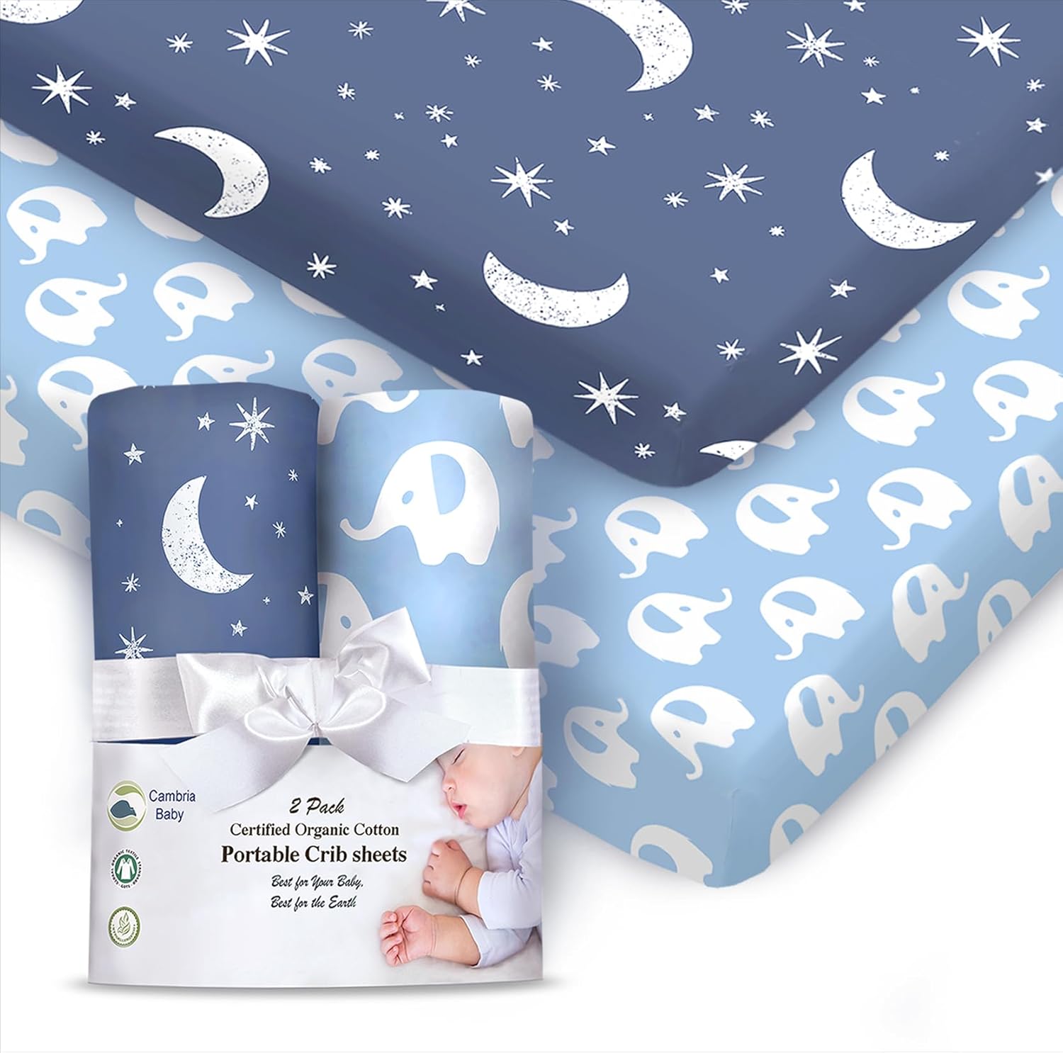 100% Organic Cotton Fitted Sheets Fit and are Compatible with Graco Pack n Play, Babyletto, Pamo Babe, Hiccapop, Dream on Me, Evenflo, Baby Trend Portable/Mini Crib/Playards. 2 Pk