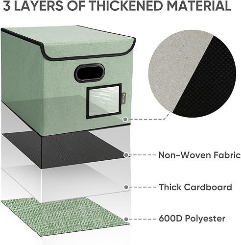 Miniatura 6 de BALEINE Caja organizadora de archivos con tapa, organizador de carpetas de archivos plegable con diapositiva de plástico, caja de carpetas de