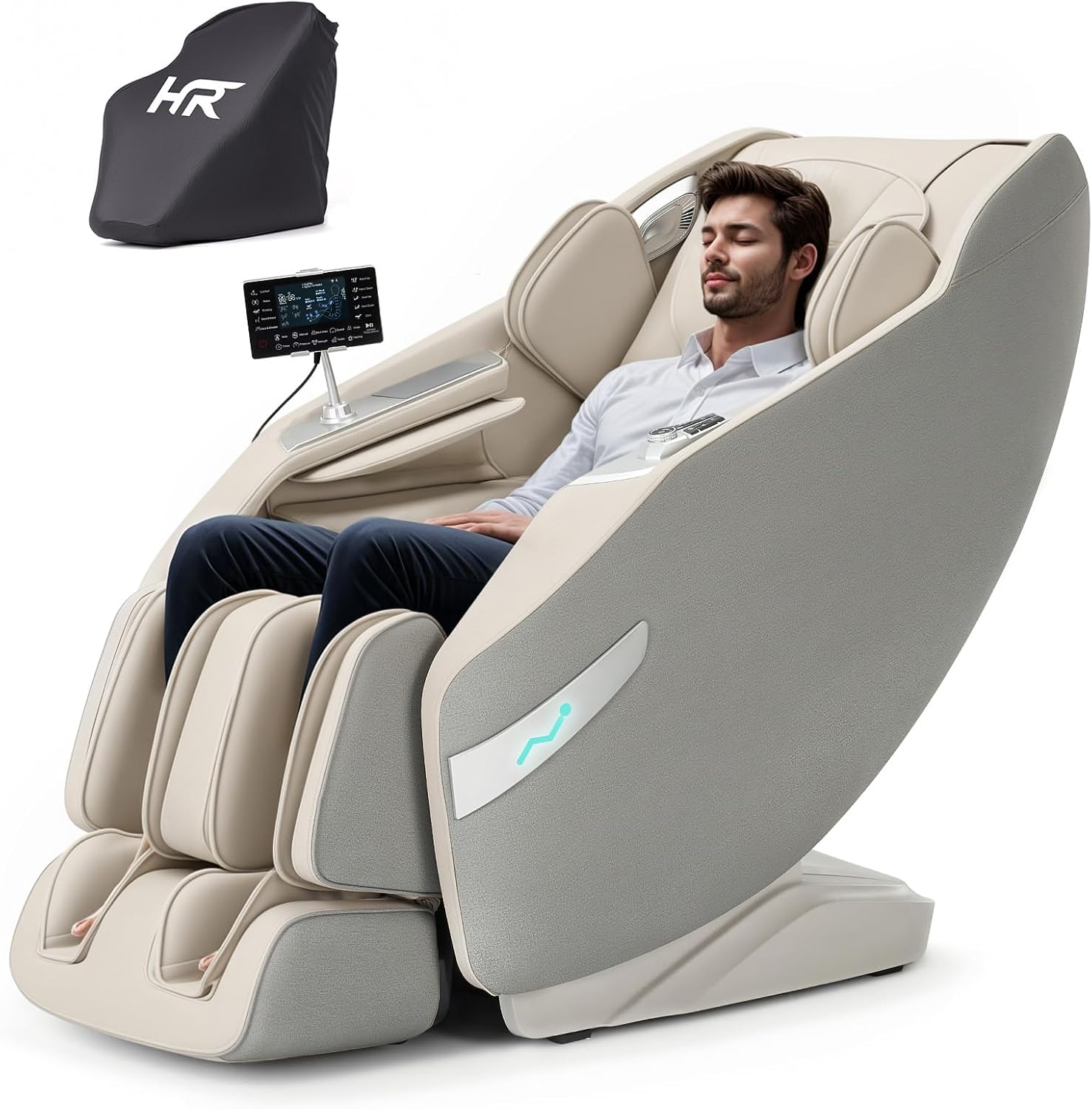 3D Massage Chair Full Body Recliner - Zero Gravity with Heat, 12 Auto-Massage Modes, Shiatsu Foot Massage, with 55“ SL-Track，29 Airbags Massage, Foot Rollers,Free Dust Cover (Beige)