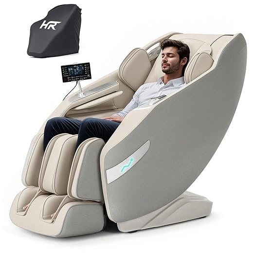 Massage Chair Full Body Recliner, HealthRelife with Heat Zero Gravity Air Pressure SL Track Intelligent Voice Control Airbags, Foot Roller Bluetooth Speaker Space-Saving Gift Mother's Day, Black