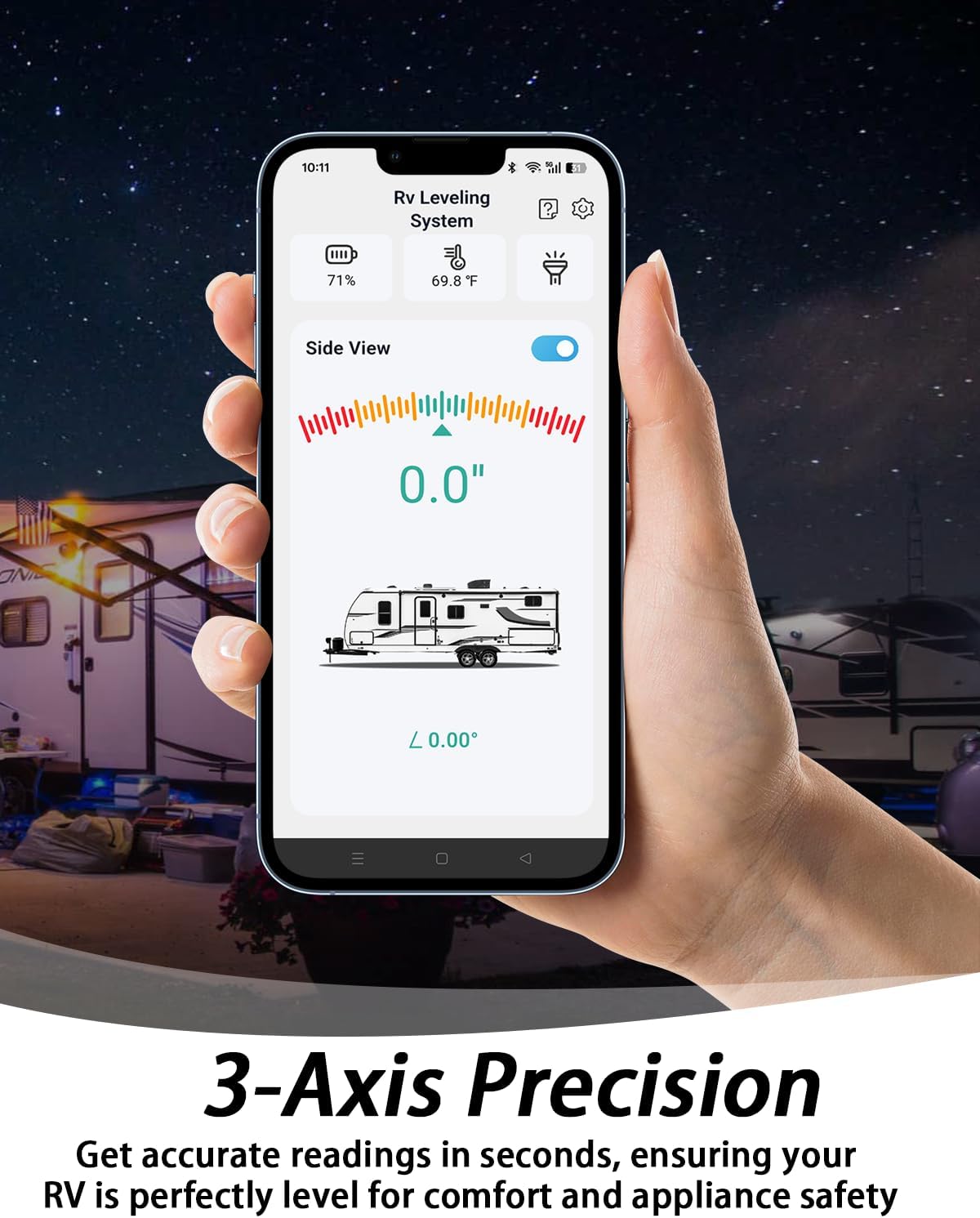 Wireless RV Leveling System - User-Friendly Phone App with Real-Time Precise Leveling Measurements, Advanced Wireless RV Level and Camper Leveling System, Included AA Batteries (3.7")