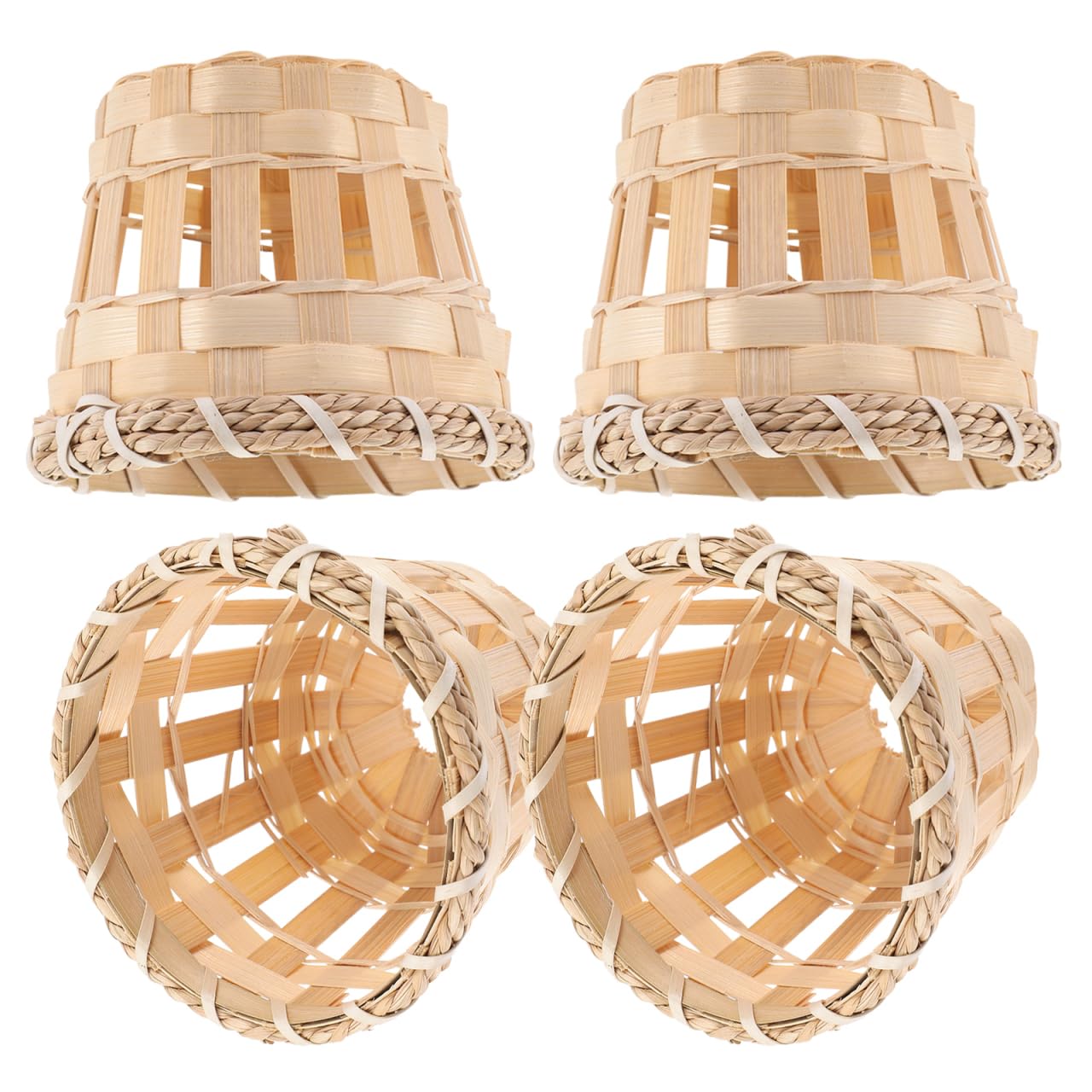 DOITOOL Abat-Jour Bambou Tissé À La Main Petit Couvercle Lumineux Intérieur 3.15 Pouces Décoration Naturelle Pour Lampe De Chevet Salon Et Bureau