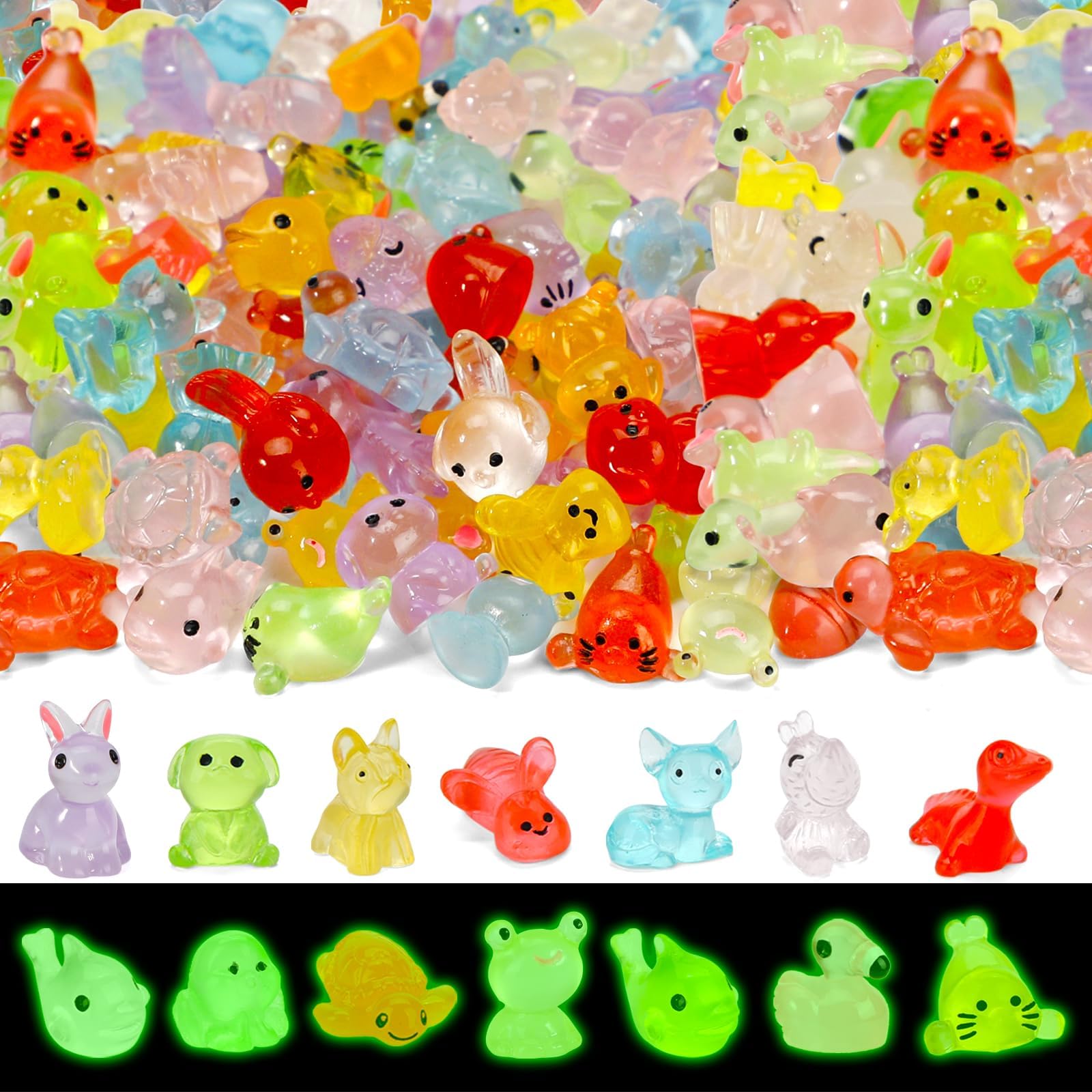 50 Pcs Miniature Toys, Garden Decoration Items Outdoor, Small Resin Animals Variety Pack Luminous Miniature Farm Ocean Figures Tiny Plastic Duck to Hide Garden Aquarium Dollhouse Office Home Decor-image-27