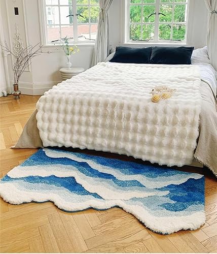 Miniatura 2 de Alfombra ondulada esponjosa para dormitorio, alfombra lavable a máquina en la sala de estar, habitación de los niños y niñas, alfombra de felpa