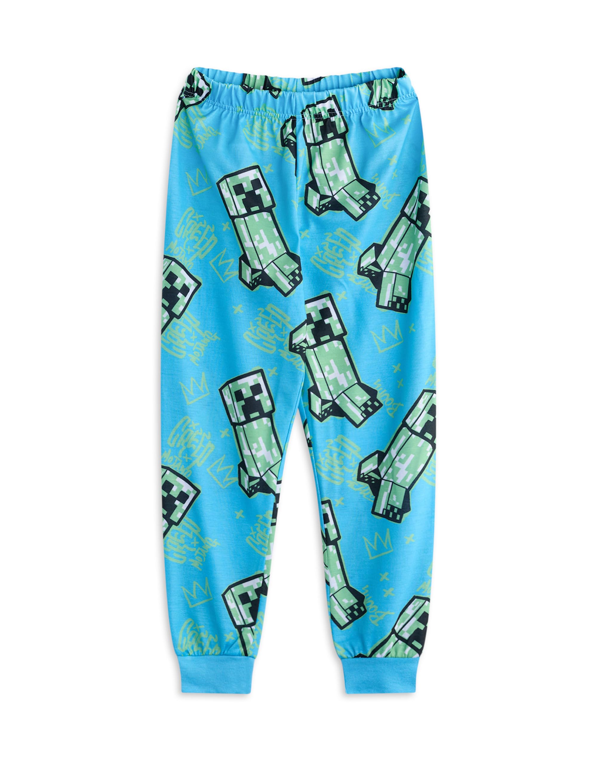 Minecraft Conjunto de Pijama para niños, Paquete de 2 | Pack múltiple de Pijamas para niño con Estampado Integral de Grafiti Multicolor | Tops y Partes Inferiores TNT y Creeper