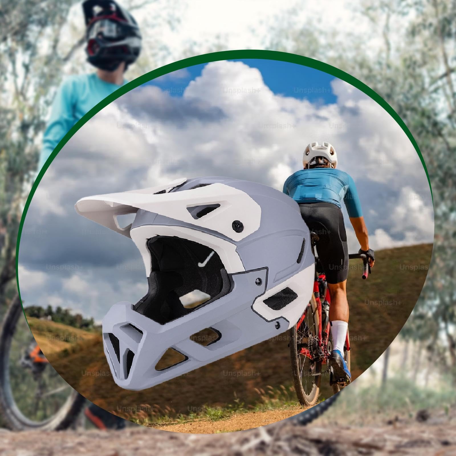 Casco Integrale da Bici con Visiera Parasole, Adatto per Mountain Bike E Ciclismo su Strada, Design Regolabile.