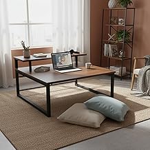 InnoFur Wood Aplos Laptop Table, Desk with Shelf for Study, Drawing, Monitor, TV Stand, Floor Sitting(Size 80CM x 70CM x 34CM, Brown)