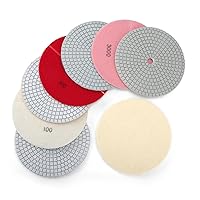 Vista 13 de Kit de 16 almohadillas de pulido de diamante húmedo y seco, almohadilla de lijado de diamante de 4 pulgadas, grano 30-6000 con placa de respaldo