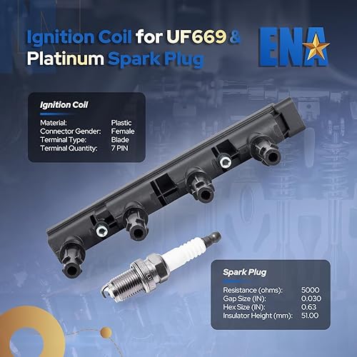Miniatura 9 de ENA Paquete de bobinas de encendido compatible con Chevrolet Buick Cruze Sonic Trax Volt Encore L4 14L de repuesto para 55577898 55579072 25198623