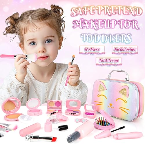 Miniatura 7 de Maquillaje de simulación para niños pequeños, juego de maquillaje de juguete para niños de 3 a 5 años, kit de maquillaje para niños pequeños,