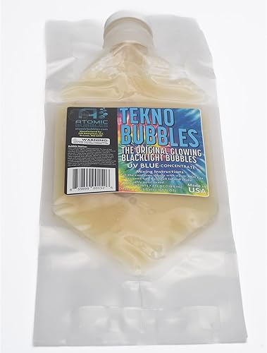 Miniatura 7 de Atomic Bubbles Tekno Bubbles - Recambio de bolsa inteligente de 64 onzas, color azul, burbujas que brillan con luz negra UV, fiestas brillantes,