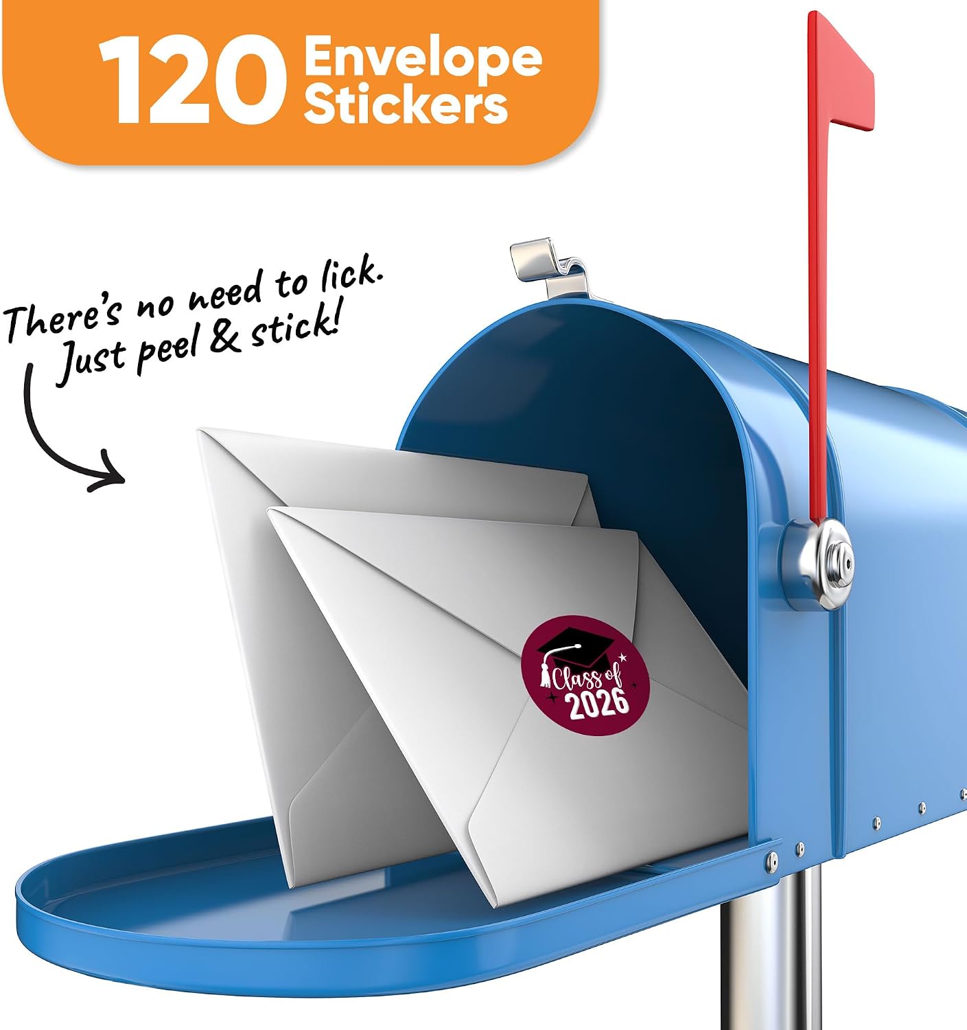 Big Dot of Happiness Class of 2026 Maroon Grad Party Envelope Seal Stickers, Round Circle Stickers to Seal Invites & Thank You Cards, Graduation Envelope Seals - 120 Count (Maroon)