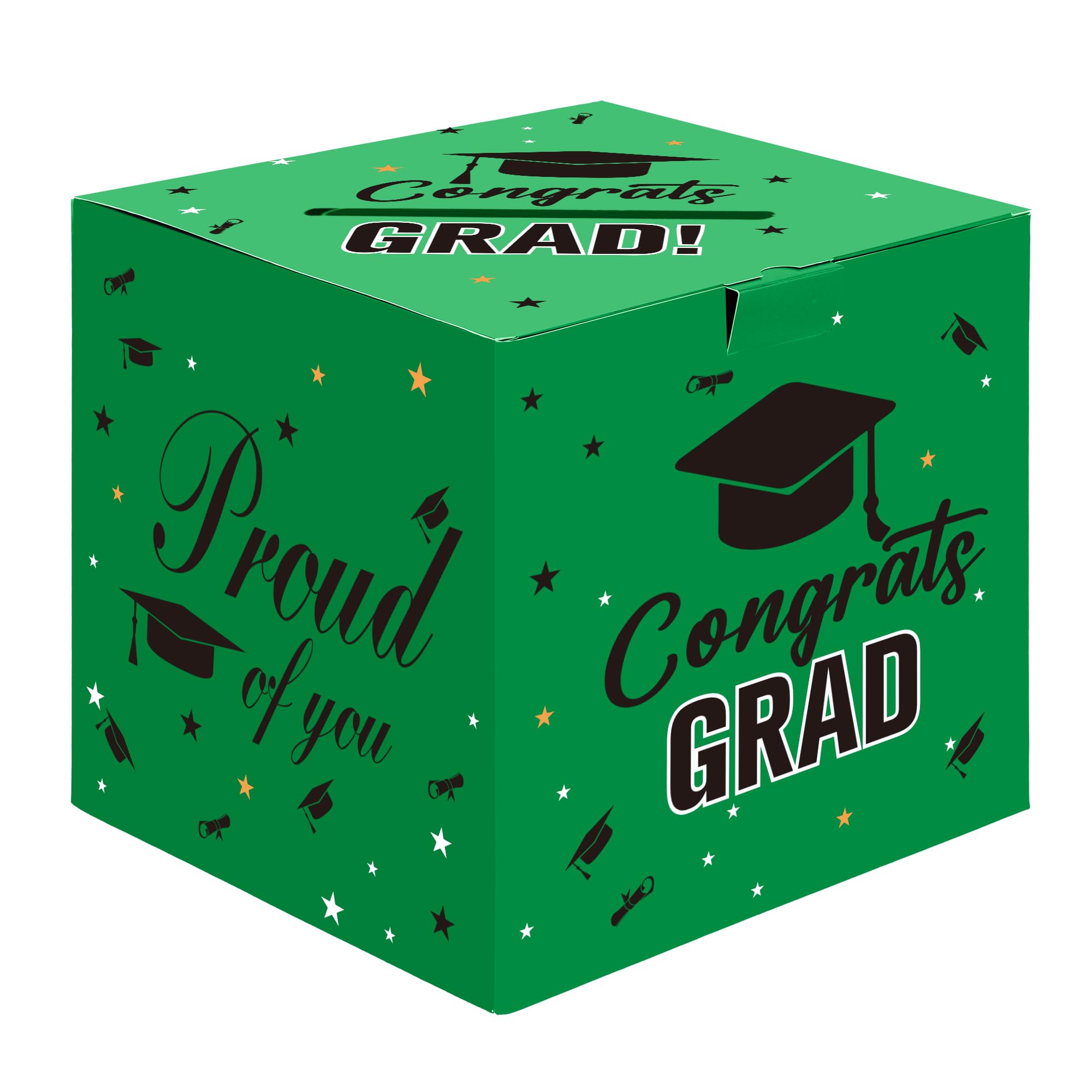 Graduation Card Box, 2026 Graduation Party Decorations Green Card Box for Graduation Party 2026 Graduation Card Holder Foldable Congrats Grad Box for Gifts and Cards Graduation Party Favors Supplies