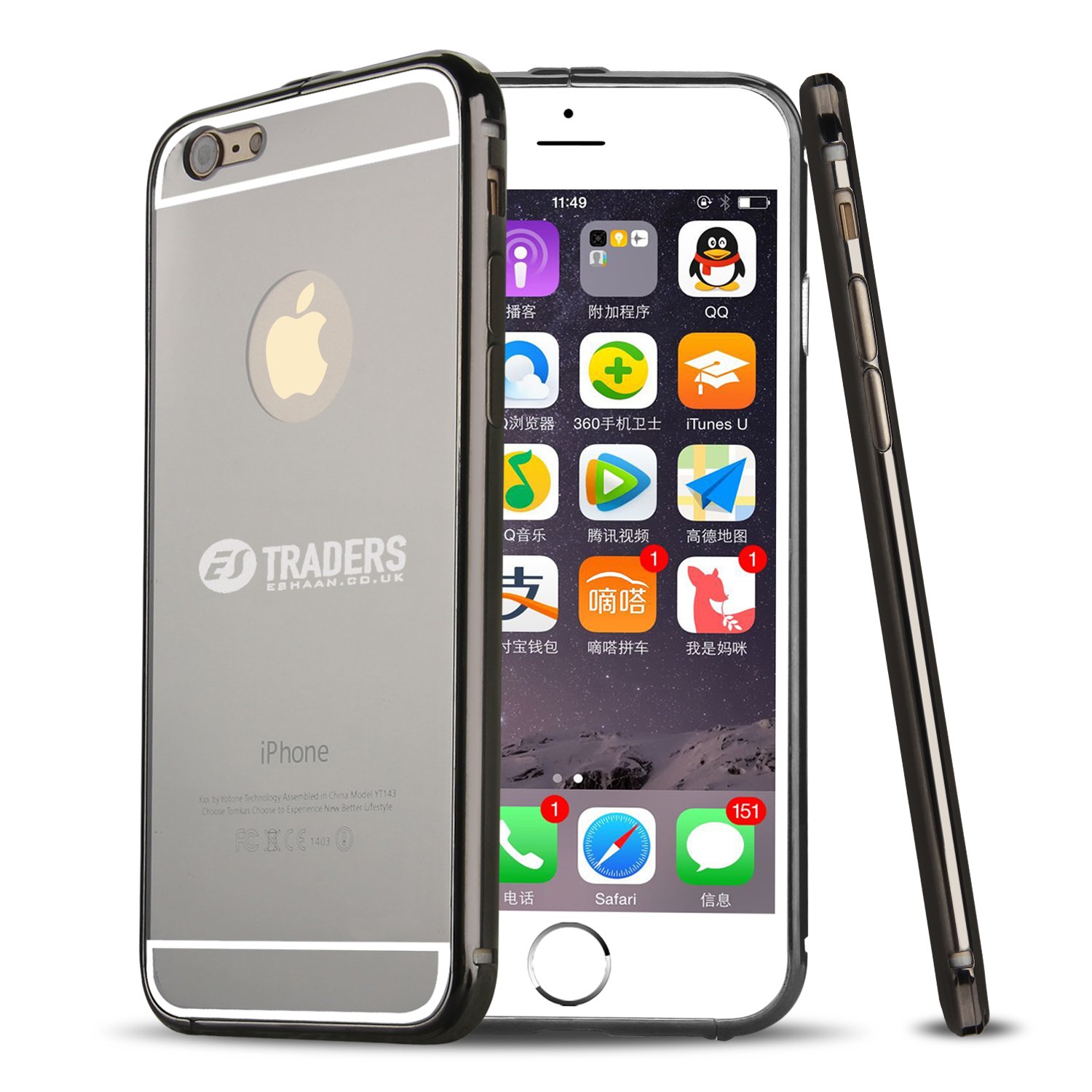 ES Traders® Luxury Aluminum Ultra-thin Mirror Metal Case Cover for Apple iPhone 6 4.7" (Black)