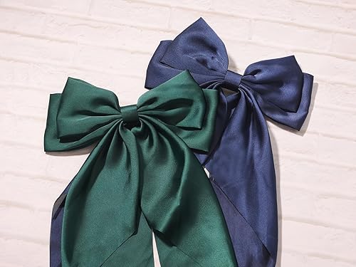 Miniatura 3 de SUSULU Lazos para el pelo para mujeres y niñas, lazos verdes para el cabello, lazos para el cabello azul marino, pinzas para el cabello de gran