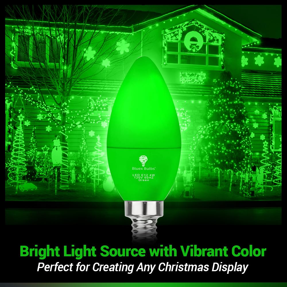 6 Pack BlueX LED Green Light Bulb - 4W (40Watt Equivalent) - E12