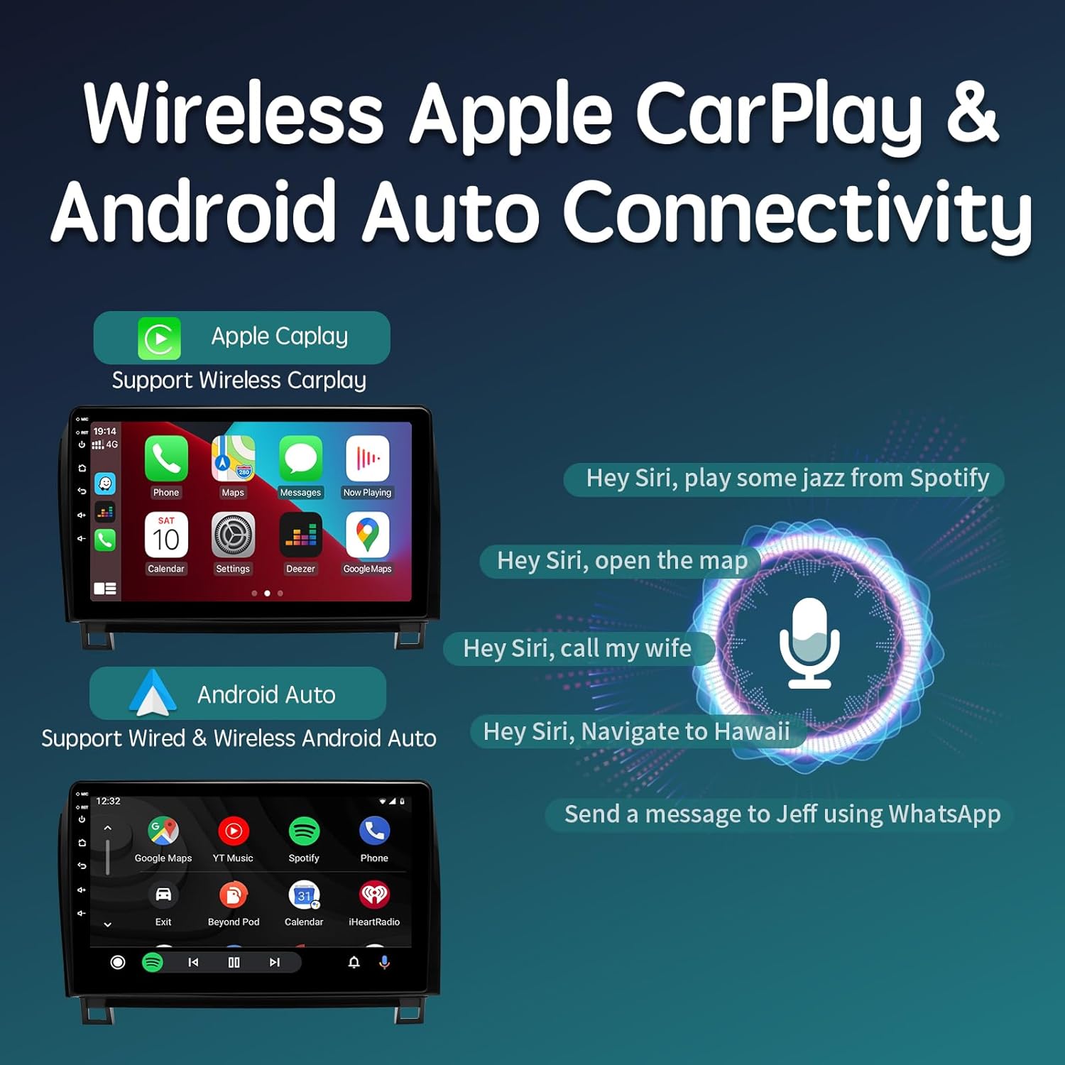 Icons representing multi-function features of the ViaBecs car stereo
