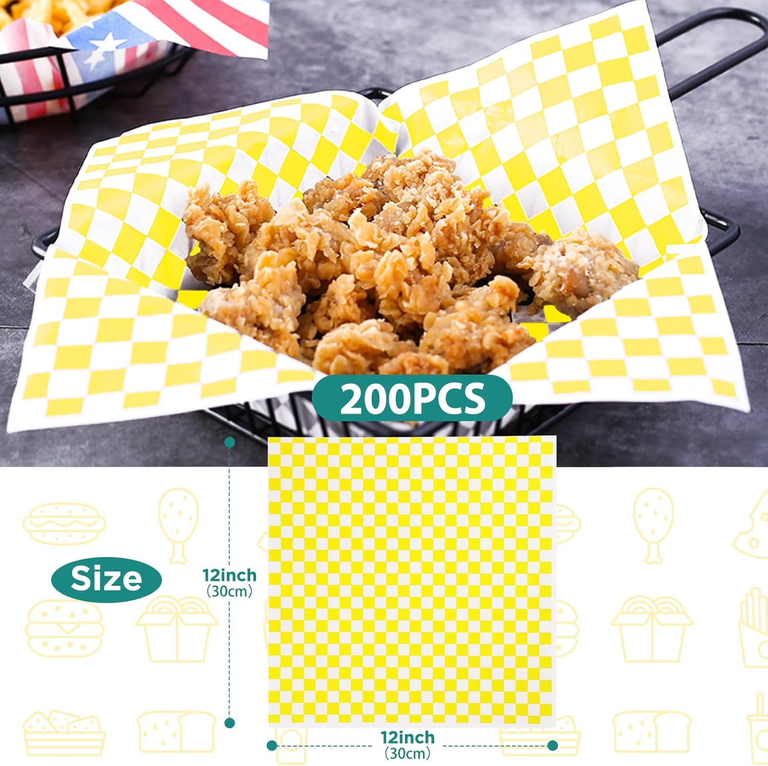 GeeRic Waxed Deli Paper Sheets 12 * 12 Inch, 100 Pcs Food Basket Liners for Sandwiches, Burgers, Checkered Deli Wrap Wax Paper Sheets Red GeeRic Waxed Deli Paper Sheets 12 * 12 Inch, 100 Pcs Food Basket Liners for Sandwiches, Burgers, Checkered Deli Wrap Wax Paper Sheets Red