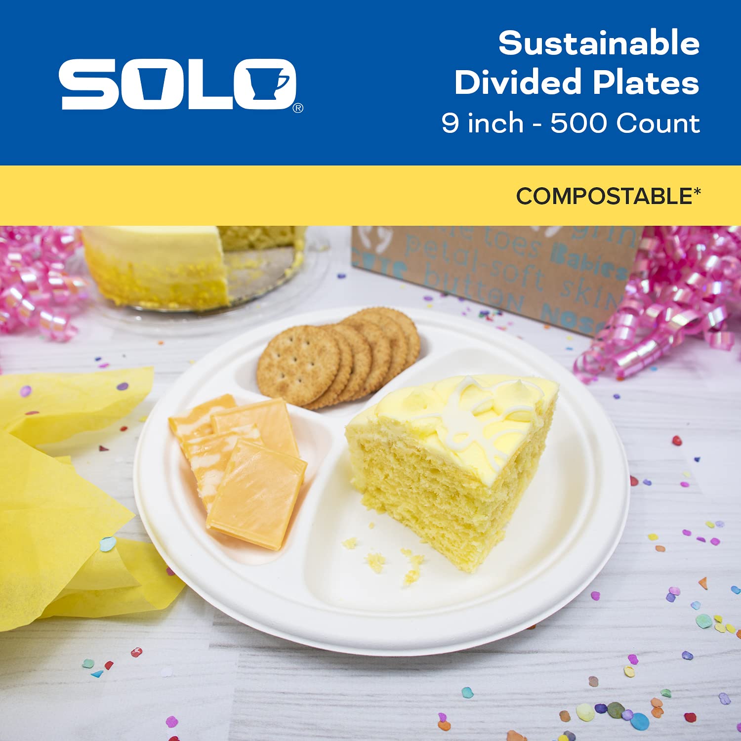 SOLO Platos compartidos de Sugercano, redondos, 20,3 cm, 500 unidades