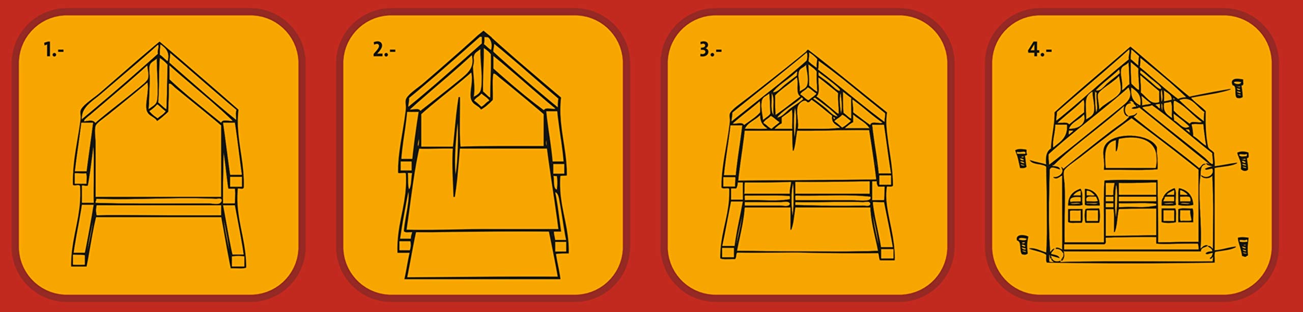 Izzy Casa delle bambole in legno con 2 piani, 4 bambole e 9 mobili | Maniglia per il trasporto (casa delle bambole per bambini con 2 piani, mobili e accessori) - (38 x 27 x 39 cm)