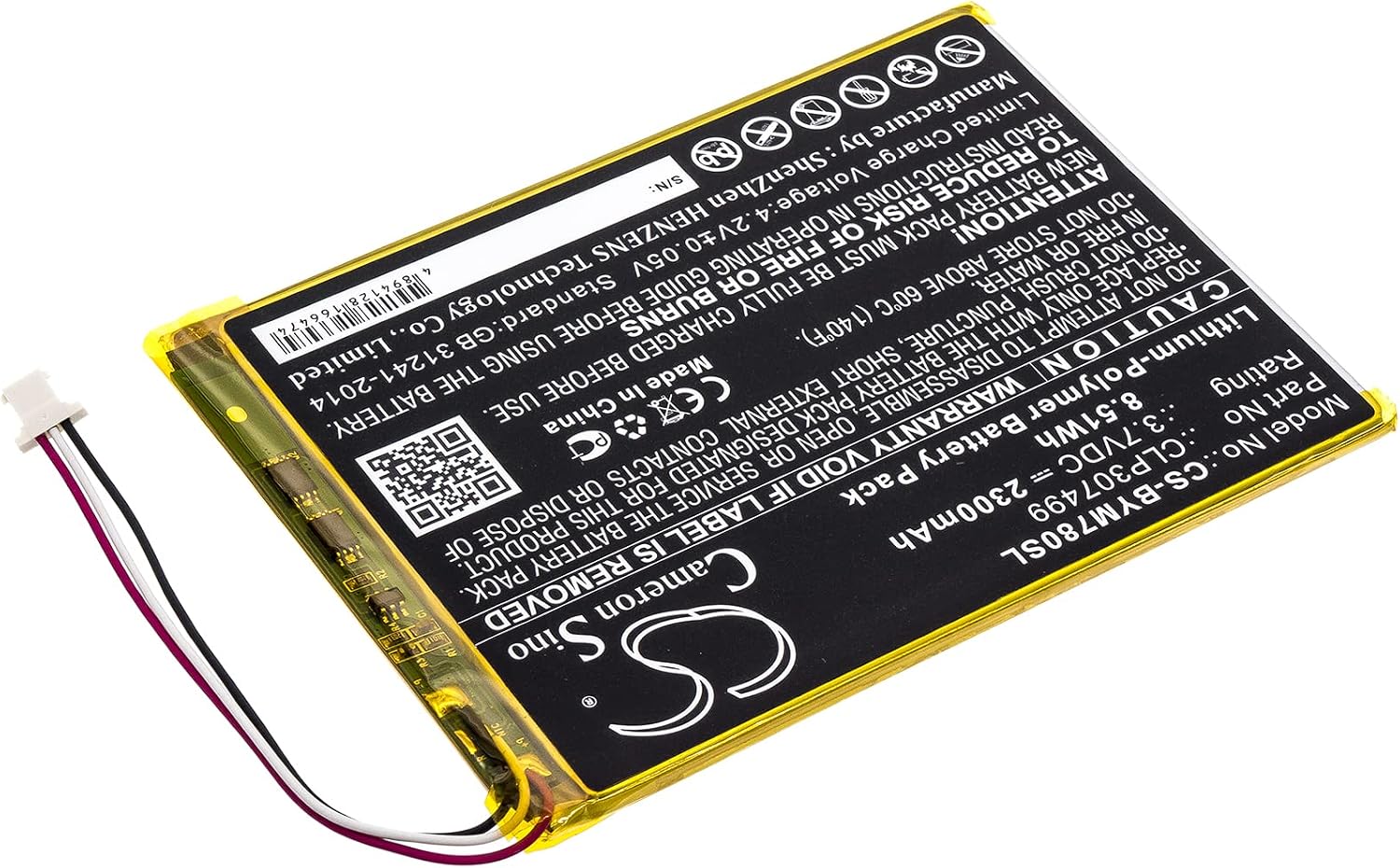Cameron Sino NEW Replacement Battery Fit for Boyue likebook Mars 7.8"(2300mAh / 8.51Wh)