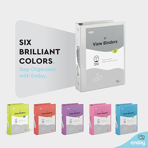 Vista 82 de Carpeta de 3 anillos de 1 pulgada, cubierta transparente de 1 pulgada con 2 bolsillos interiores, carpetas de anillos redondos de colores, en gris