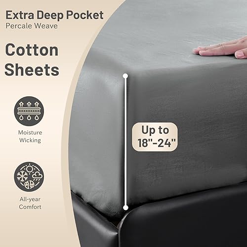 Miniatura 4 de MEISHANG Sábanas de bolsillo extra profundo tamaño Queen, sábanas de 1000 hilos, se adaptan a colchones de 18 a 24 pulgadas de profundidad, 100%