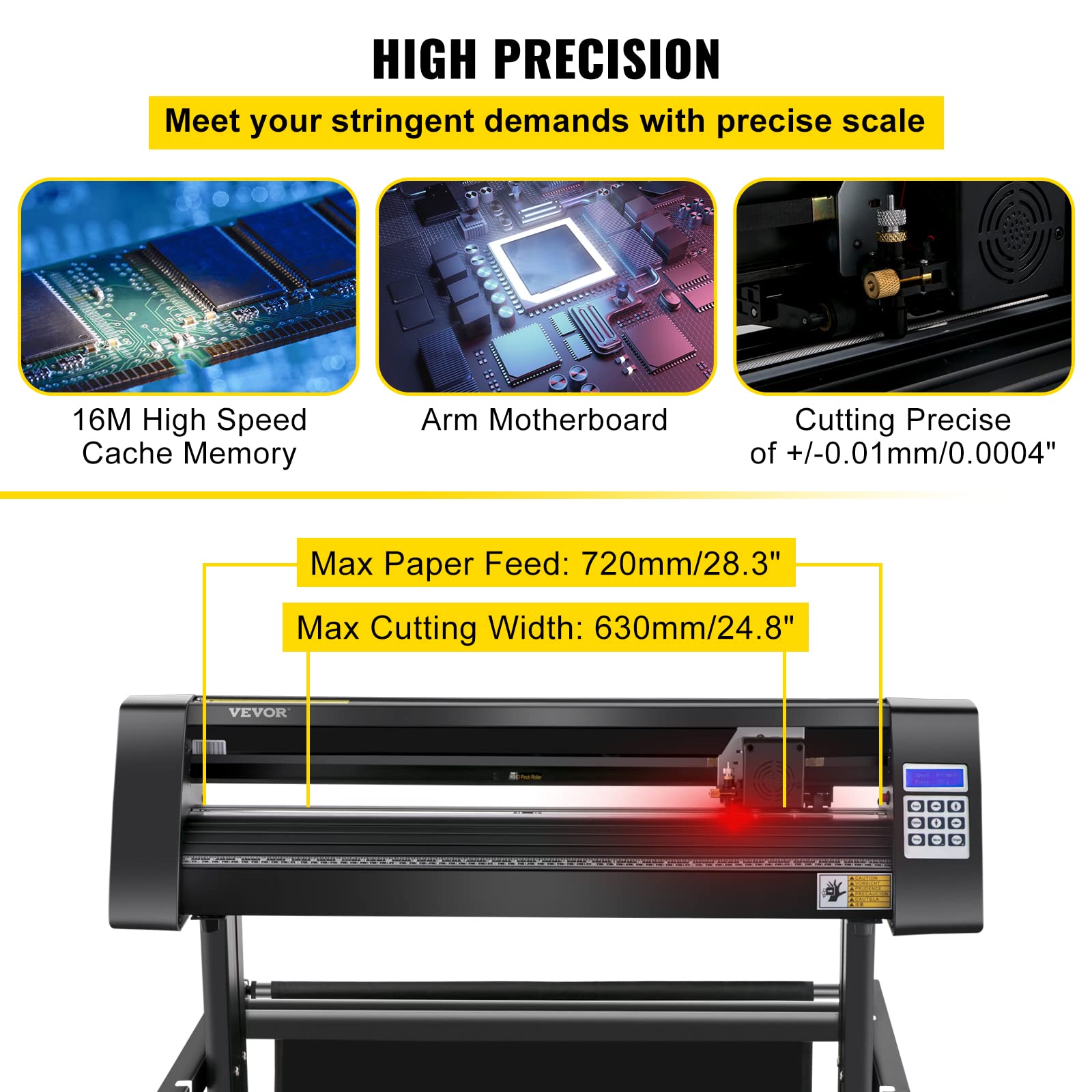 VEVOR Plotter de Découpe Vinyle 720 mm Traceur de Coupe, Machine de Découpe Vinyle avec Logiciel Signmaster Support de Sol, Coupe-Vinyle LED Panneau Numérique