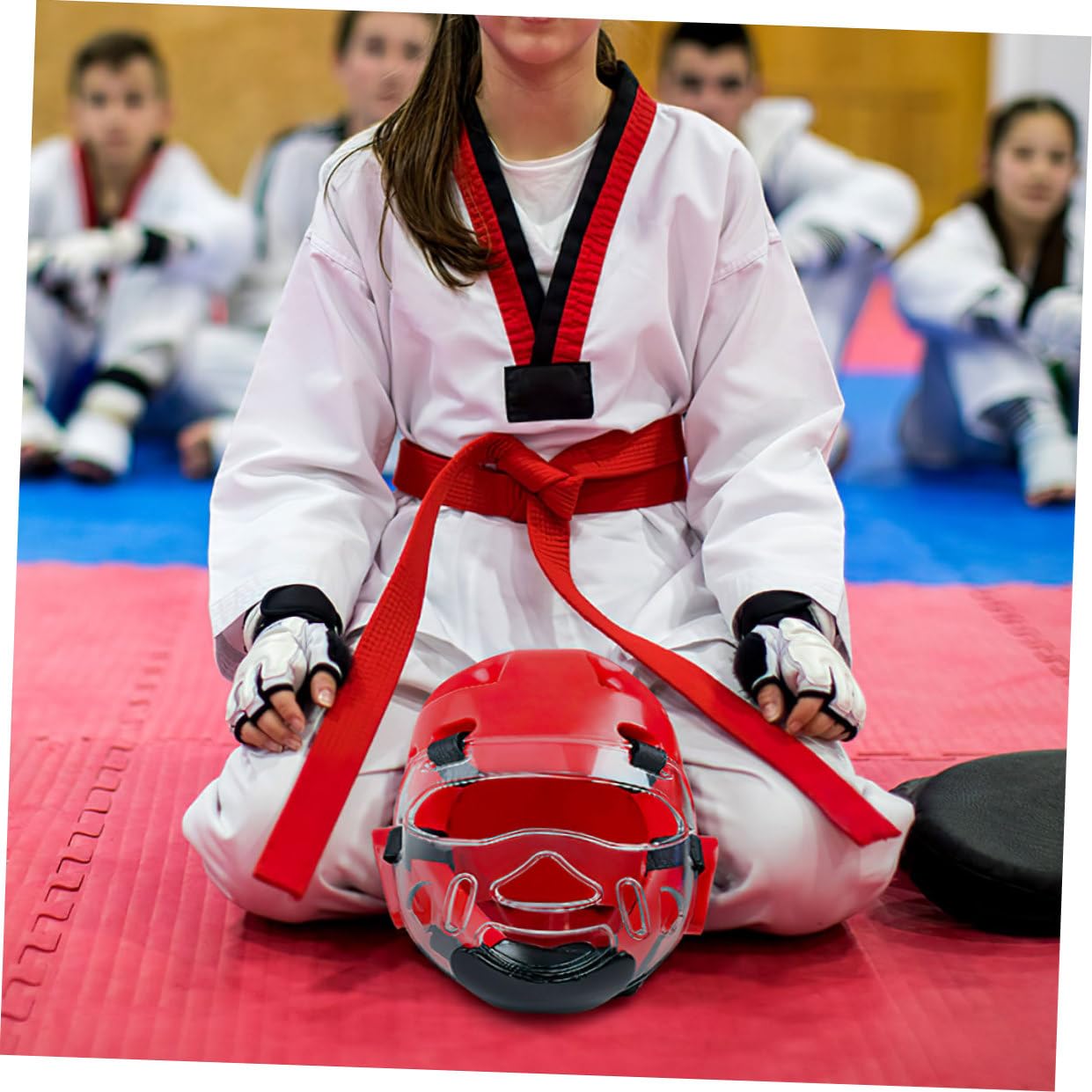 Alipis Casco Protettivo per Taekwondo 2 Unitá in Plastica Rinforzata, Leggero e Affidabile, Protezione Viso Staccabile per Allenamento e Sparring