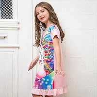 Vista 3 de Sylfairy Camisones para niñas, camisón de unicornio, vestidos de pijama de princesa para niñas, ropa de dormir