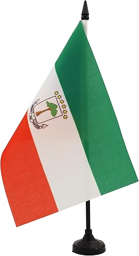 Miniatura 332 de Bandera de mesa Sierra Leona de 5 x 8 pulgadas, bandera de escritorio de Sierra Leona, 8.3 x 5.5 in, barra y base de plástico negro AZ FLAG