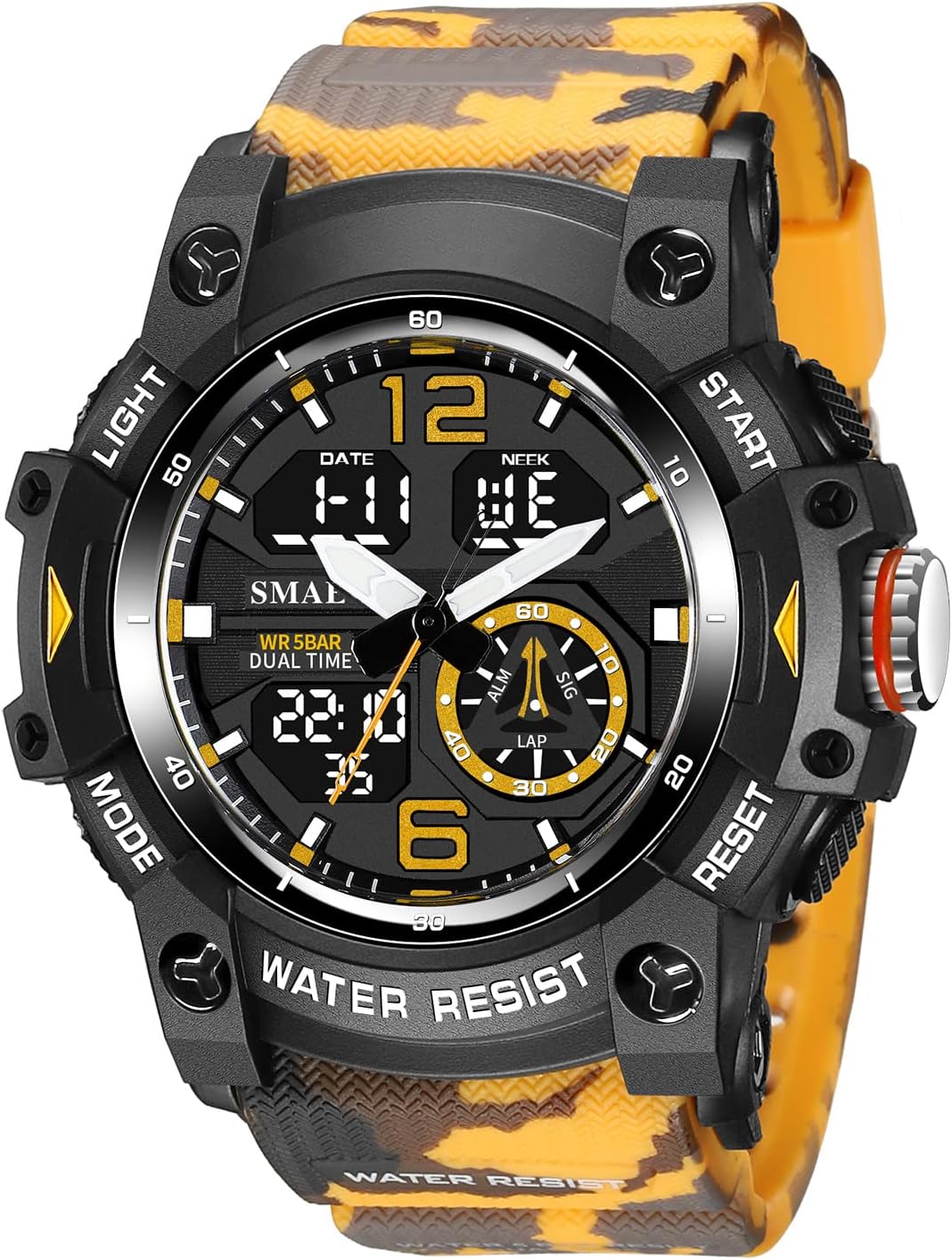 KXAITOMen's Analog Sports Watch Military Watch Outdoor LED Stopwatch Digital Electronic Large Dual Display Waterproof Tactical Army Wrist Watches for Men