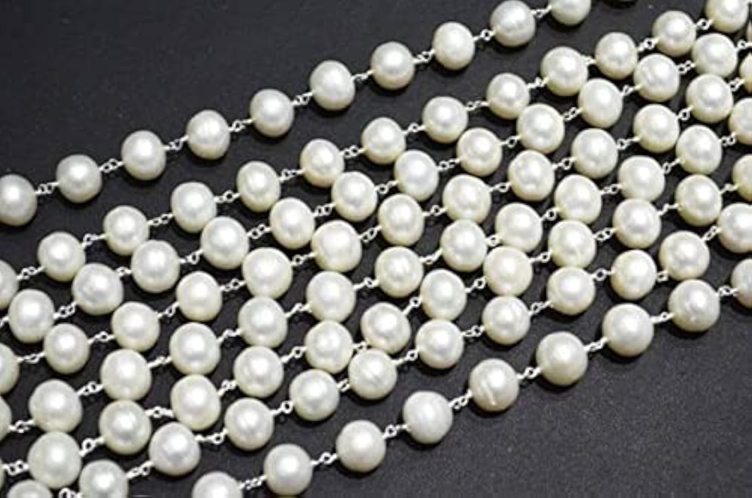 Chaîne de perles d'eau douce 4-5 mm en fil d'argent plaqué LKBEADS pour création de bijoux DIY