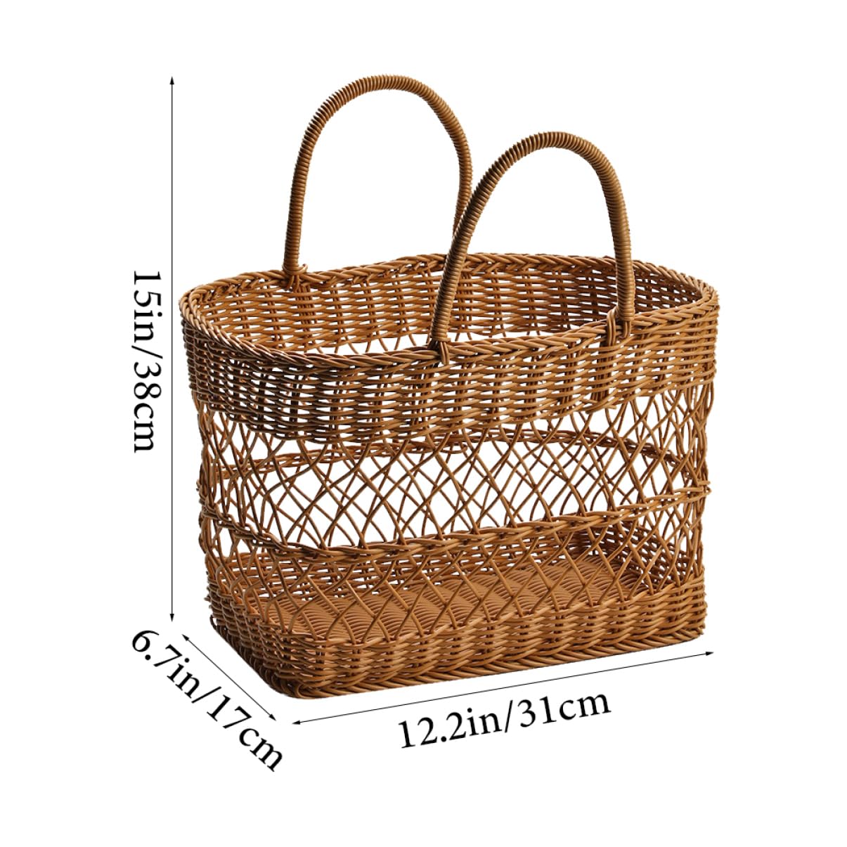 PRETYZOOM Cesta Tejida De Ratán Sintético Resistente Al Desgaste Multifuncional Para Fruta Almacenamiento Picnic Camping