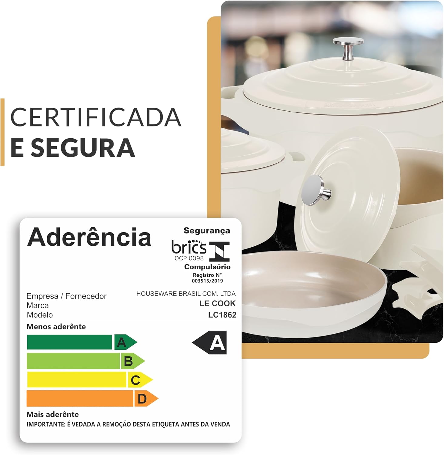 LE COOK Jogo de Panelas Premier Antiaderente Cerâmica 4 Peças Off White Caçarolas, Panela e Frigideira com Cabos Removíveis Revestimento Cerâmico Para Todos os Fogões e Forno Utensílios Gourmet LE COOK Jogo de Panelas Premier Antiaderente Cerâmica 4 Peças Off White Caçarolas, Panela e Frigideira com Cabos Removíveis Revestimento Cerâmico Para Todos os Fogões e Forno Utensílios Gourmet