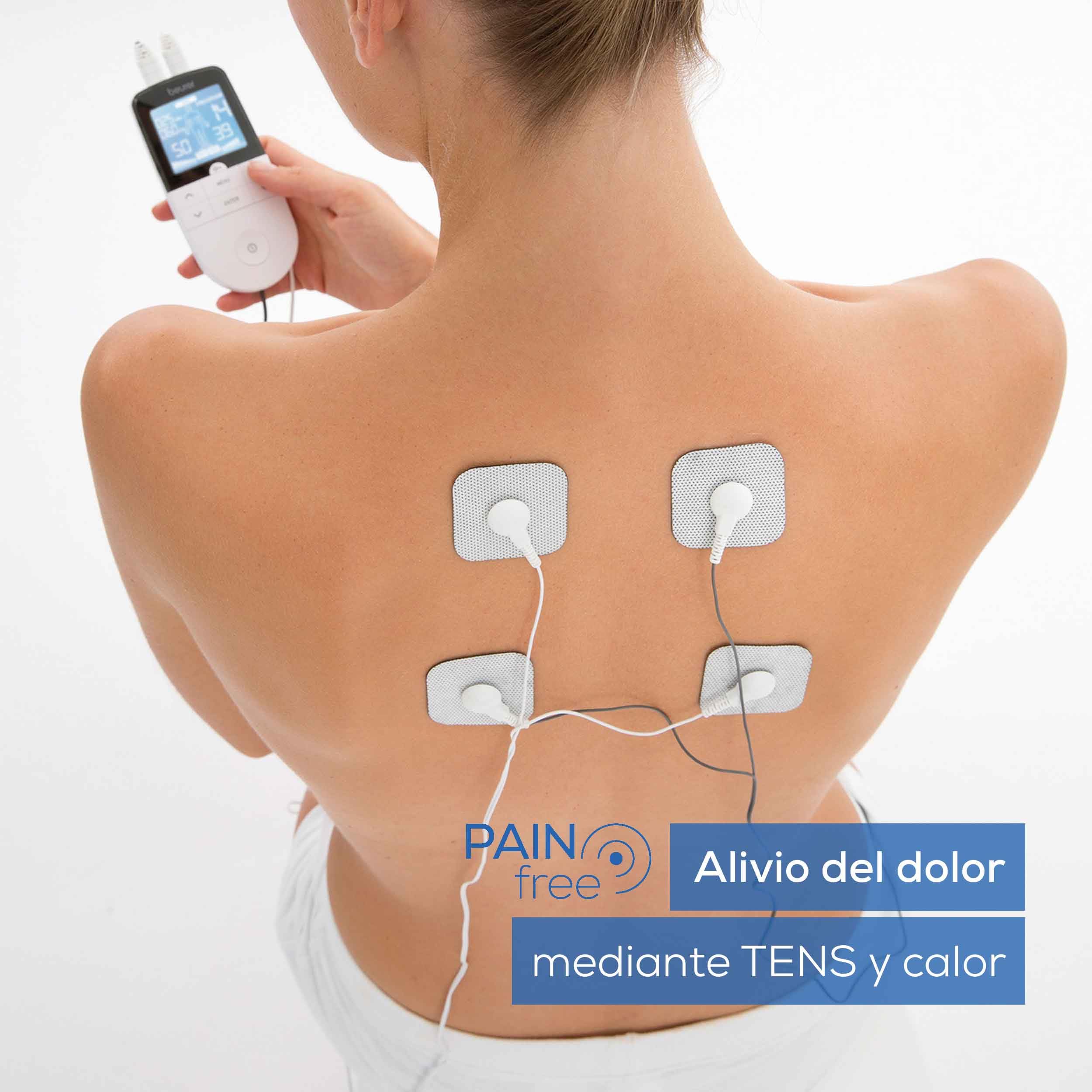 Beurer EM 49 TENS/EMS Digital 3 en 1 Estimulador Muscular para Alivio del Dolor y Entrenamiento, Masaje, 4 Electrodos, Blanco