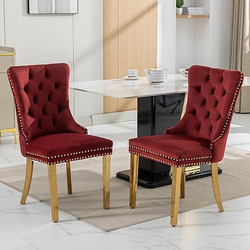 Miniatura 75 de Juego de 6 sillas de comedor modernas de mediados de siglo, con respaldo tapizado de terciopelo verde, sillas de cocina y comedor, patas de metal