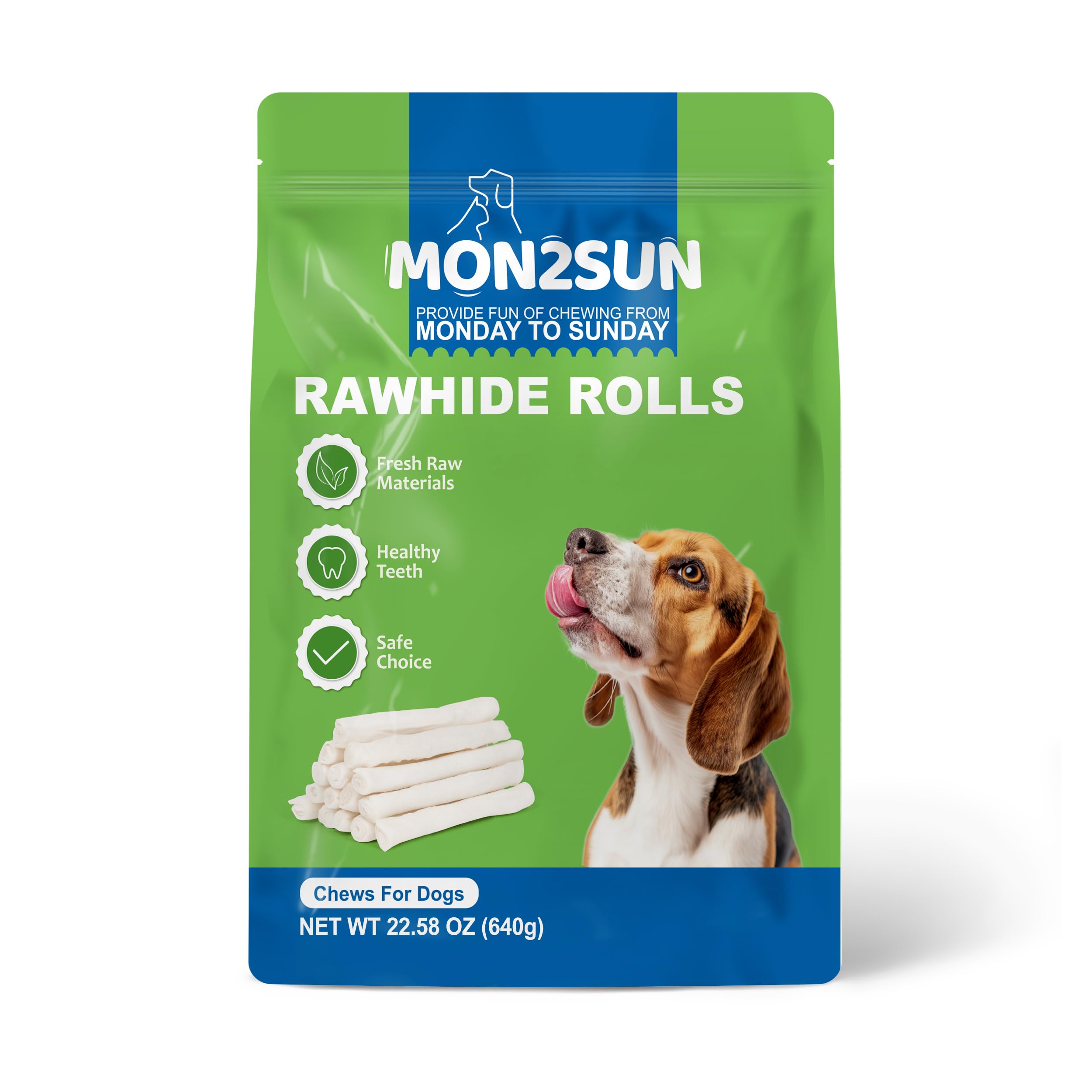 MON2SUN Perro Rawhide Rolls Natural Skinny Retriever Rolls 6.5 pulgadas para cachorros y perros pequeños