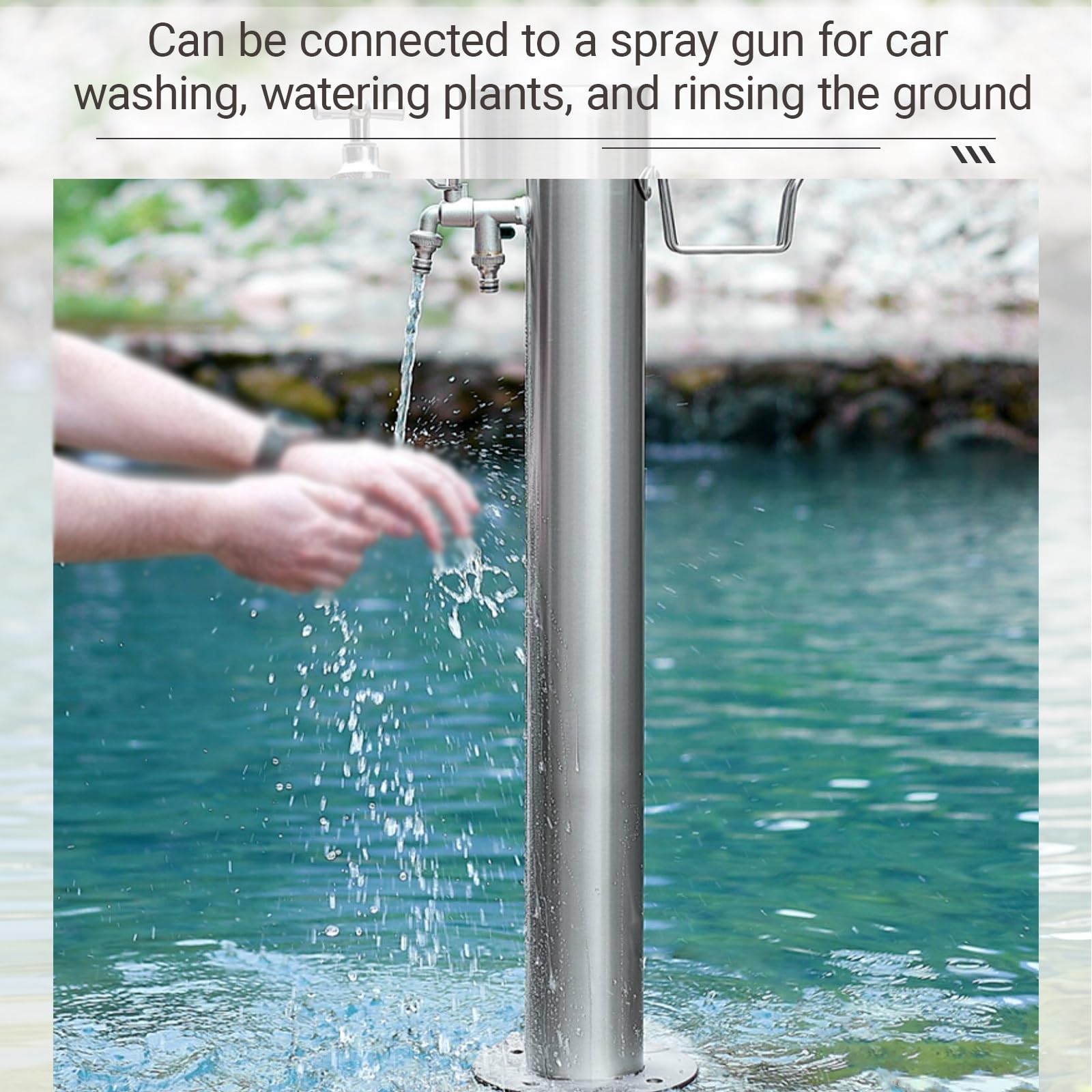 Robinet à Colonne d'eau de Type G en Acier Inoxydable - Robinet et Tuyau d'extérieur antigel pour l'irrigation, Le Lavage et Les fontaines - 50 x 20,5 cm (19,7 x 8,1 Pouces)