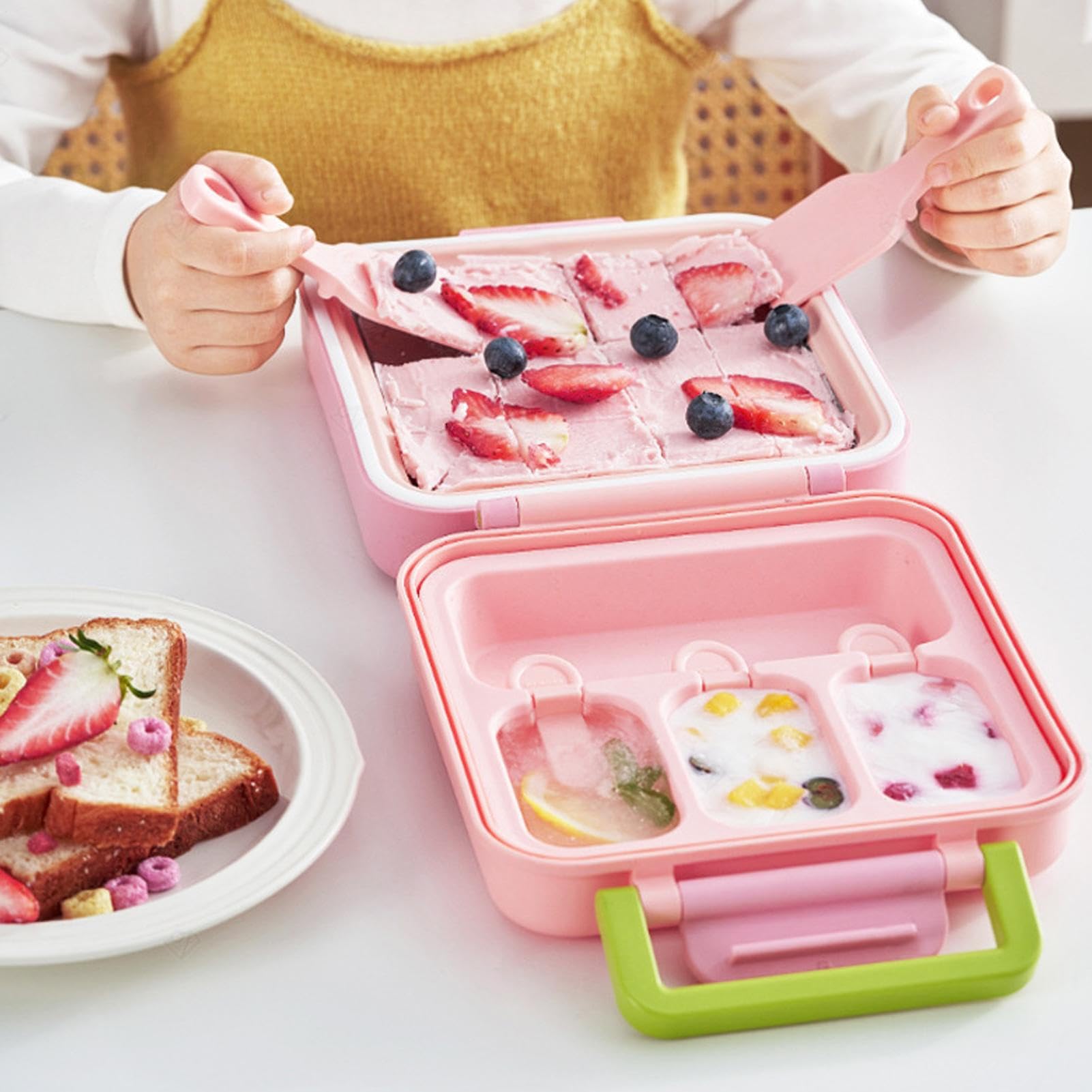 Per 2 In 1 Stampo Gelatiera Riutilizzabile | Strumento Per Dolci Con Sformo Facile E Vassoio Compatto Per Yogurt, Ideale Per Snack E Dessert Per Bambini