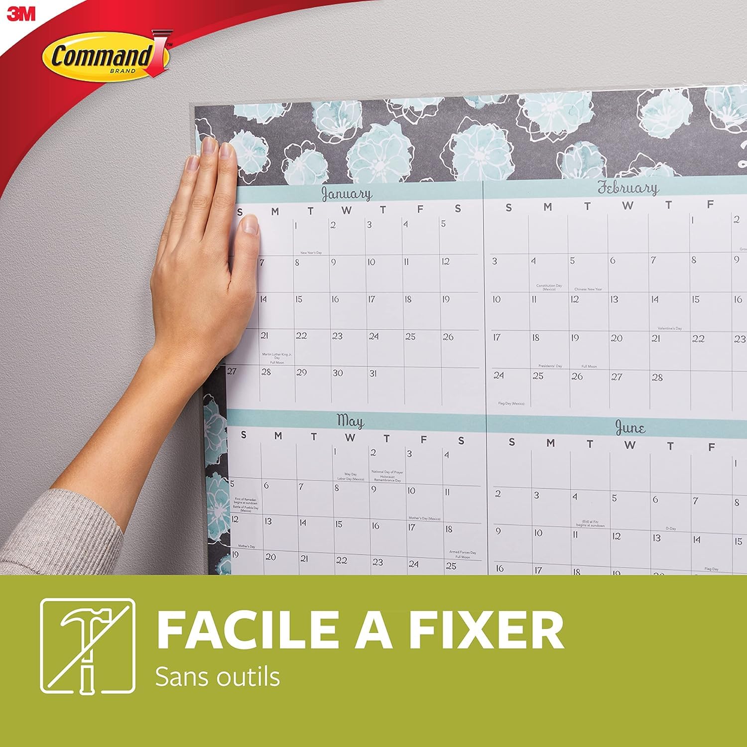 Command Bandes de Suspension pour Petites Photos, Lot de 60 Bandes Adhésives Blanches - Fixation sans Dommage pour Posters, Cadres et Miroirs