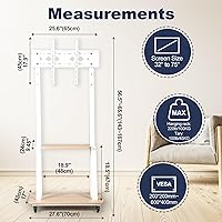 Vista 5 de Mobile TV Stand Rolling TV Cart with Wheels for 32-75 Inch Flat/Curved Led/LCD/OLED Portable Floor TV Stand with Laptop Wood Shelf Height Adjustable
