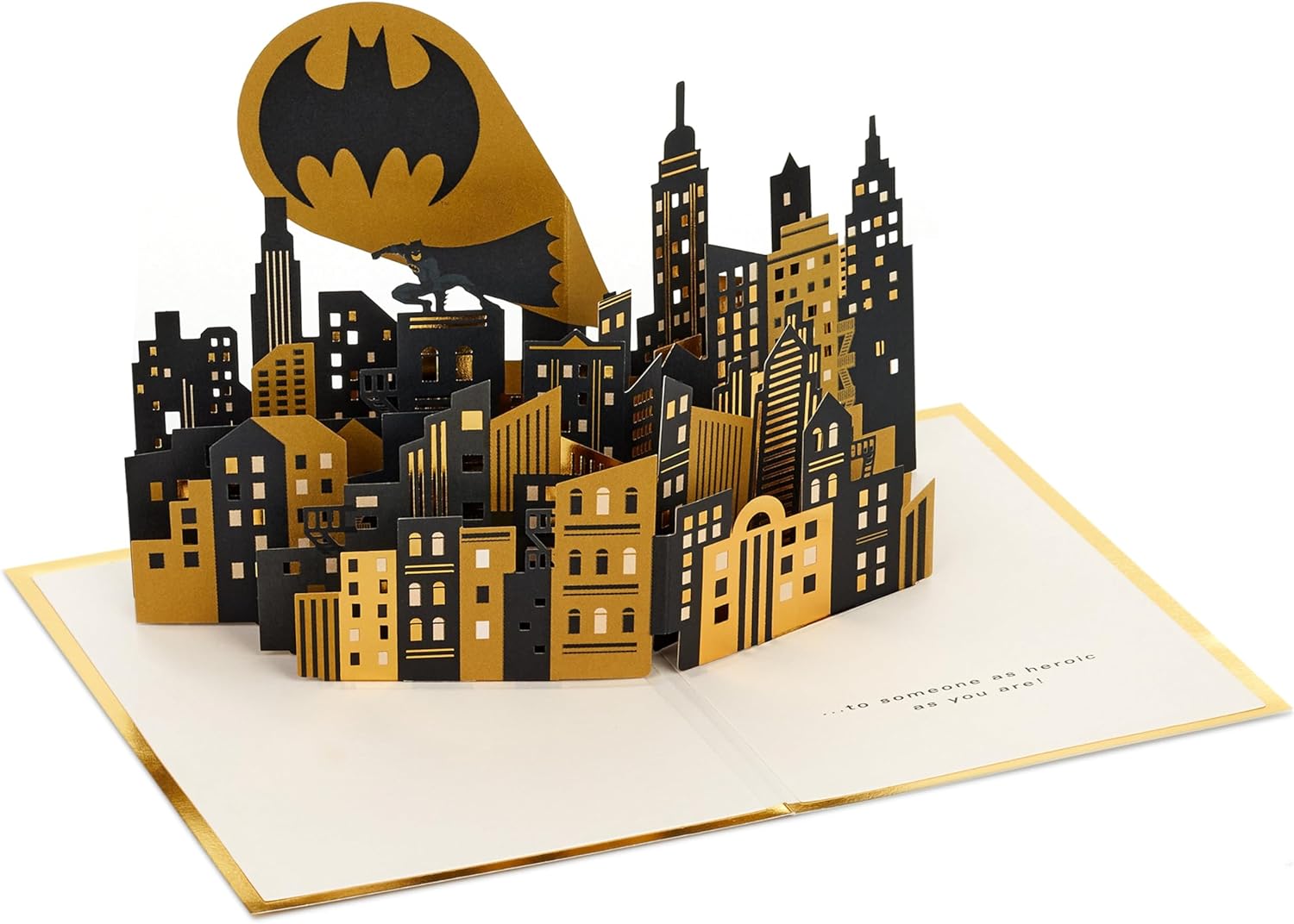 Hallmark 3D & Pop-Up Any Occasion Card, Batman, Bat Signal, Gotham City Design, Birthday, Fathers Day, Gold, Black