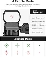 Vista 3 de CVLIFE 1X22X33 Visor Reflex Punto Rojo Visor Punto Rojo y Verde 4 Ópticas de Retícula con Láser Verde y Interruptor de Almohadilla de Presión