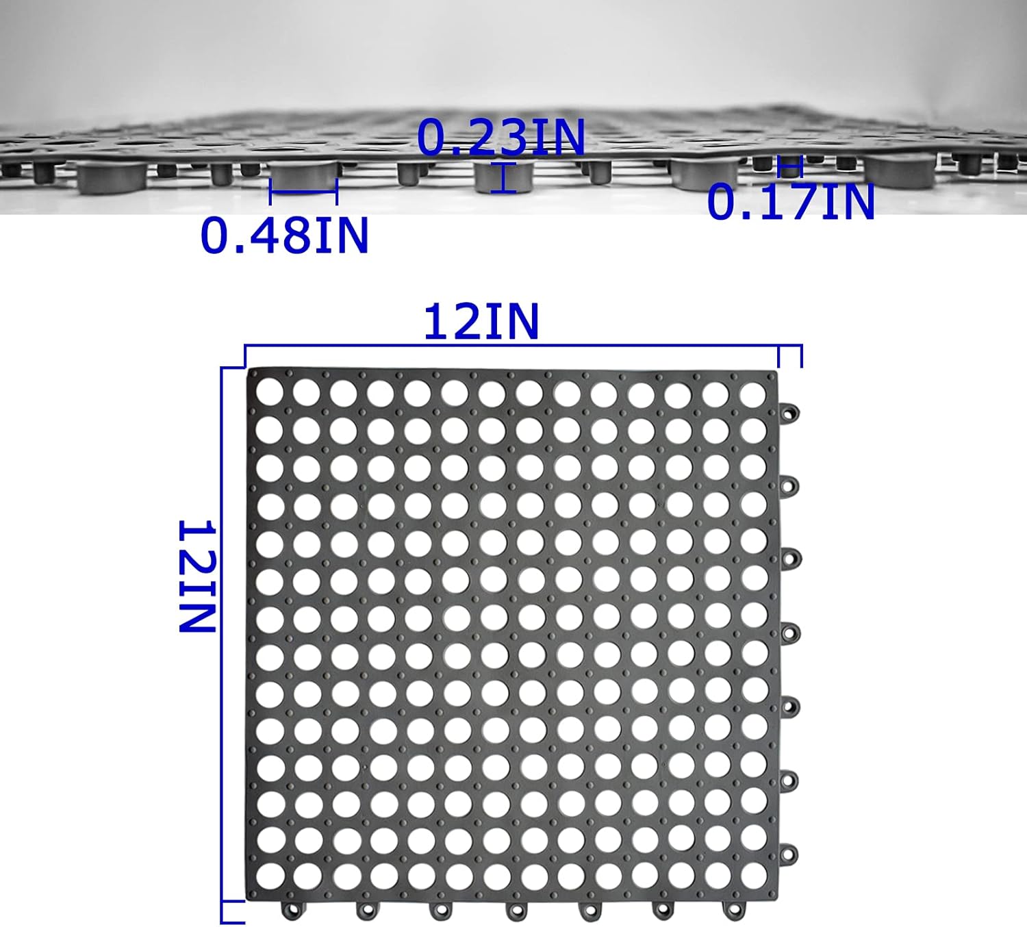 16Pack Drainage Interlocking Floor Tiles, 12”x12” Non-Slip Pool Bathtub Drain Tiles for Flooring, Soft PVC Splicing Modular Cushion Mat, Vented Floor Tiles for Locker Room Basement Stairs : Tools & Home Improvement